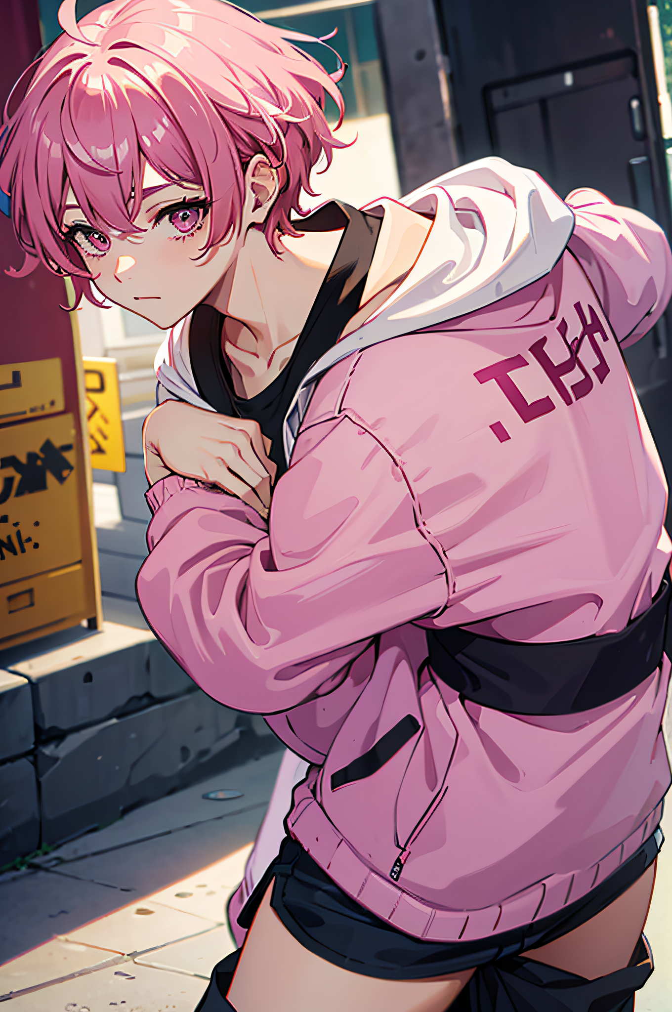 Cute Anime Boy Pink Hair Akari Karneval GIF | GIFDB.com